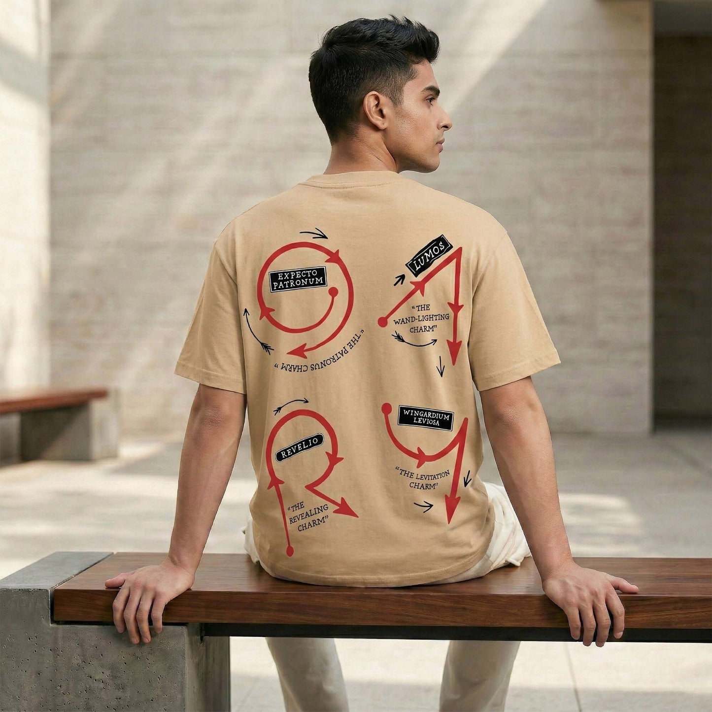 Magic School Inspired Graphic T-Shirt for Men – Wizard Spell Back Print Tee