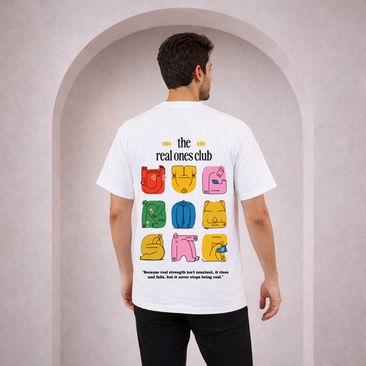 The Real Ones Club Graphic T-Shirt for Men | Premium Minimal Printed Cotton Tee | Aesthetic Streetwear Back Print