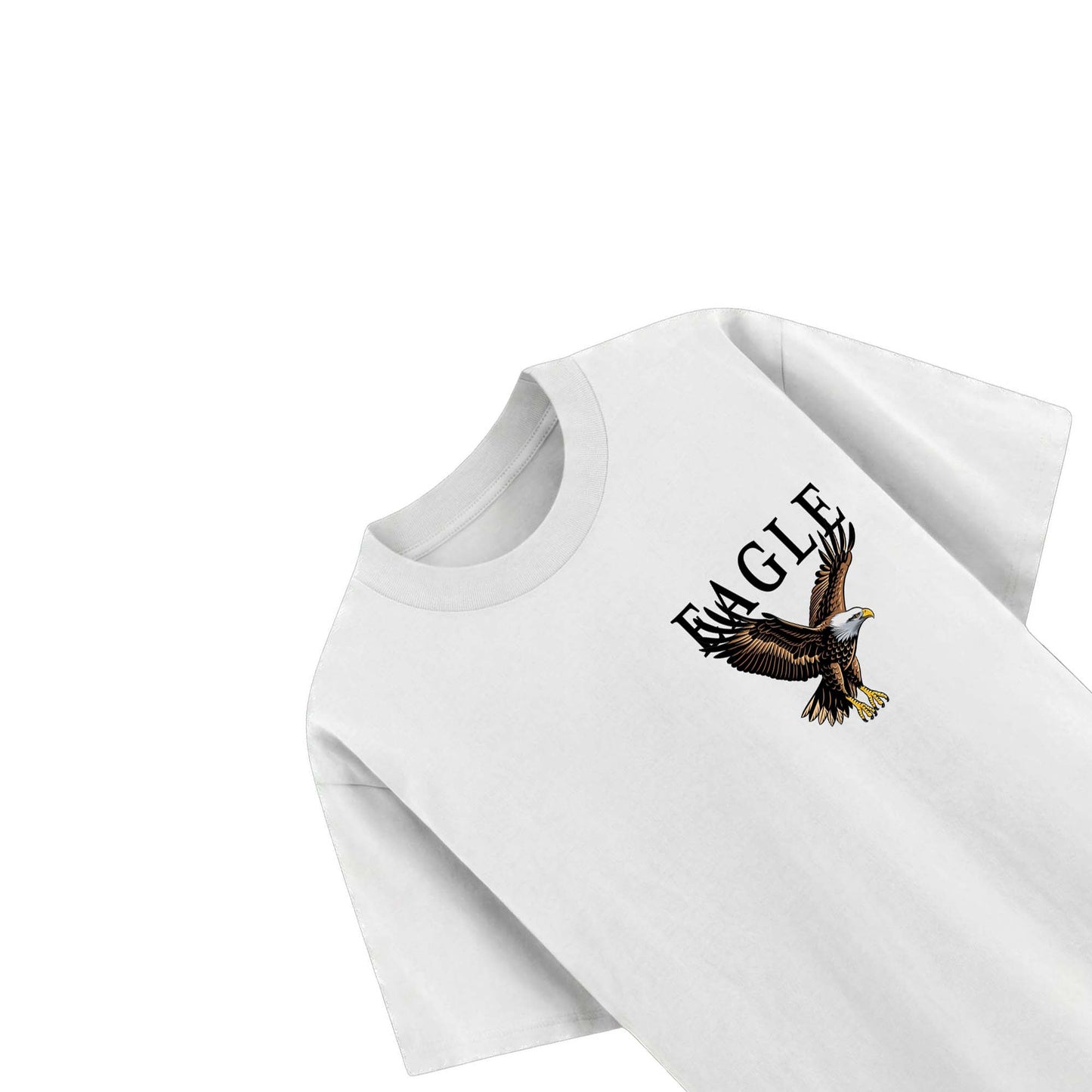 Flying Eagle Printed Cotton Tee – White Oversized Eagle Graphic T-Shirt
