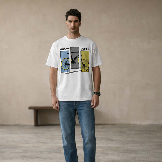 Men’s “Enjoy Every Moment” Graphic T-Shirt – Casual Bicycle Print Tee
