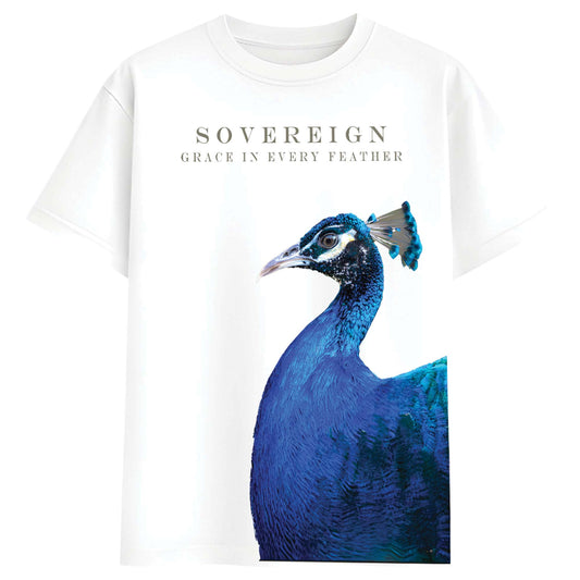 Men’s Sovereign Peacock Oversized T-Shirt | Spiritual Royal Aesthetic Graphic Tee (Black & White)