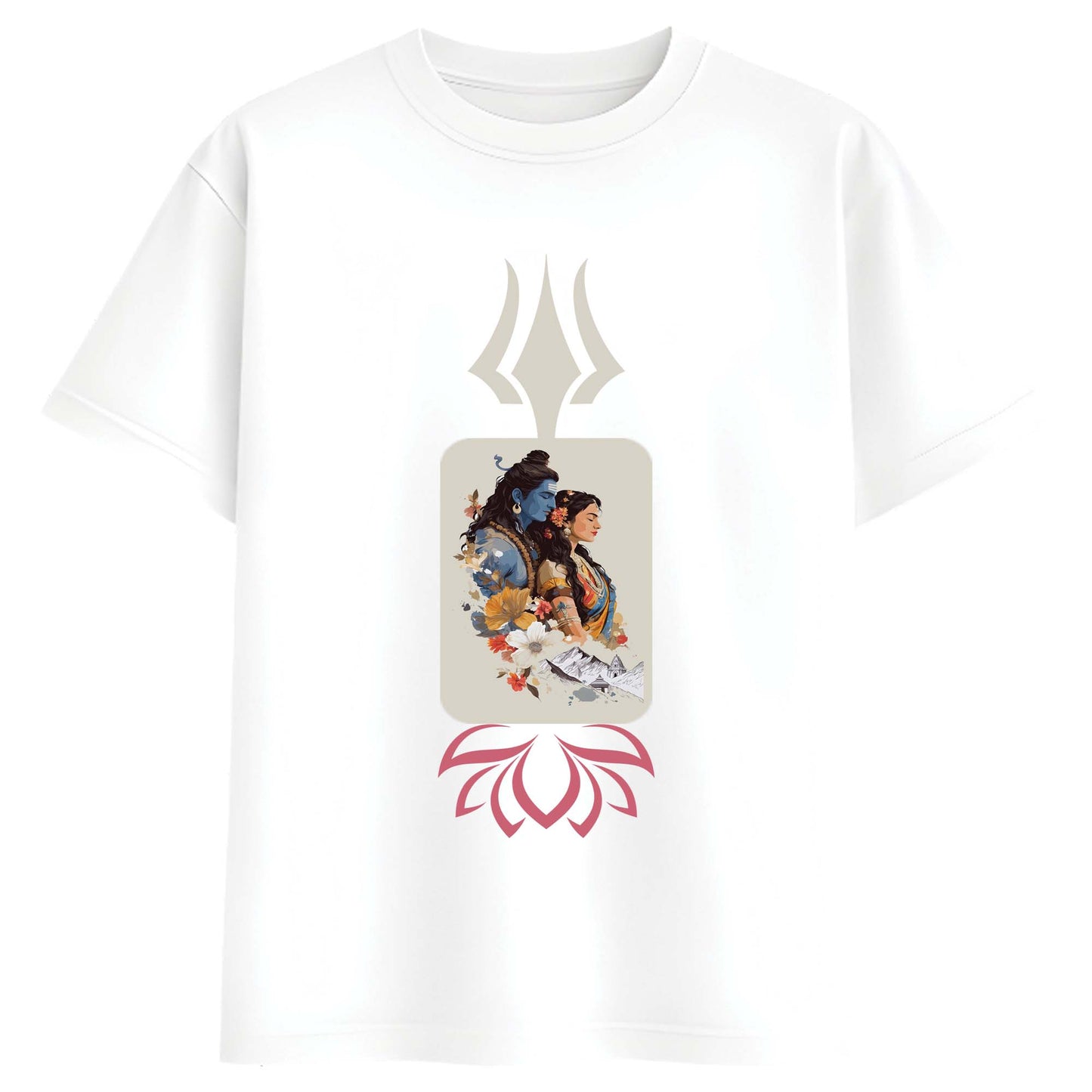Unisex Divine Trishul Shiva–Shakti Oversized T-Shirt | Spiritual Sacred Graphic Tee for Men & Women