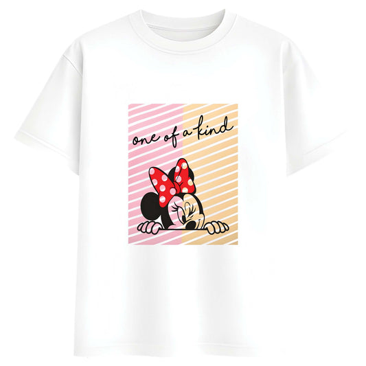 Women White Oversized Graphic T-Shirt – ‘One of a Kind’ Cute Cartoon Print | Premium Cotton Tee