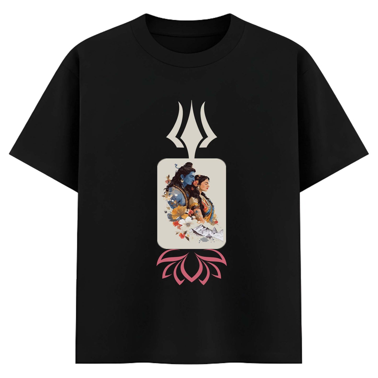 Unisex Divine Trishul Shiva–Shakti Oversized T-Shirt | Spiritual Sacred Graphic Tee for Men & Women
