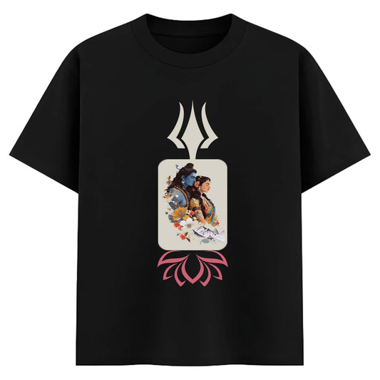 Unisex Divine Trishul Shiva–Shakti Oversized T-Shirt | Spiritual Sacred Graphic Tee for Men & Women