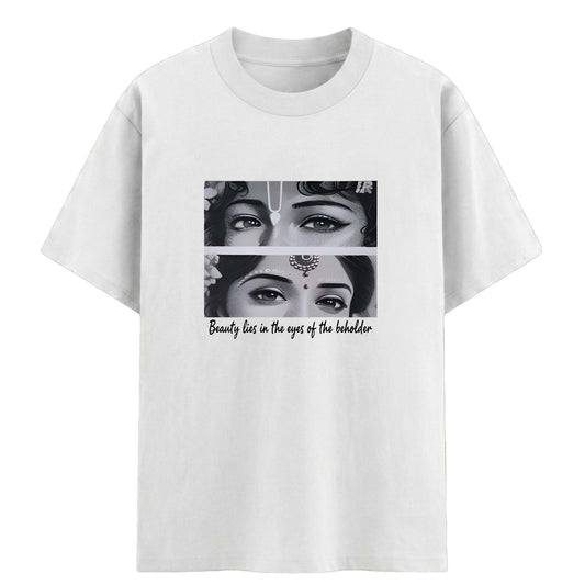 Beauty Lies Graphic T-Shirt for Men – Artistic Eyes Printed Tee (White)