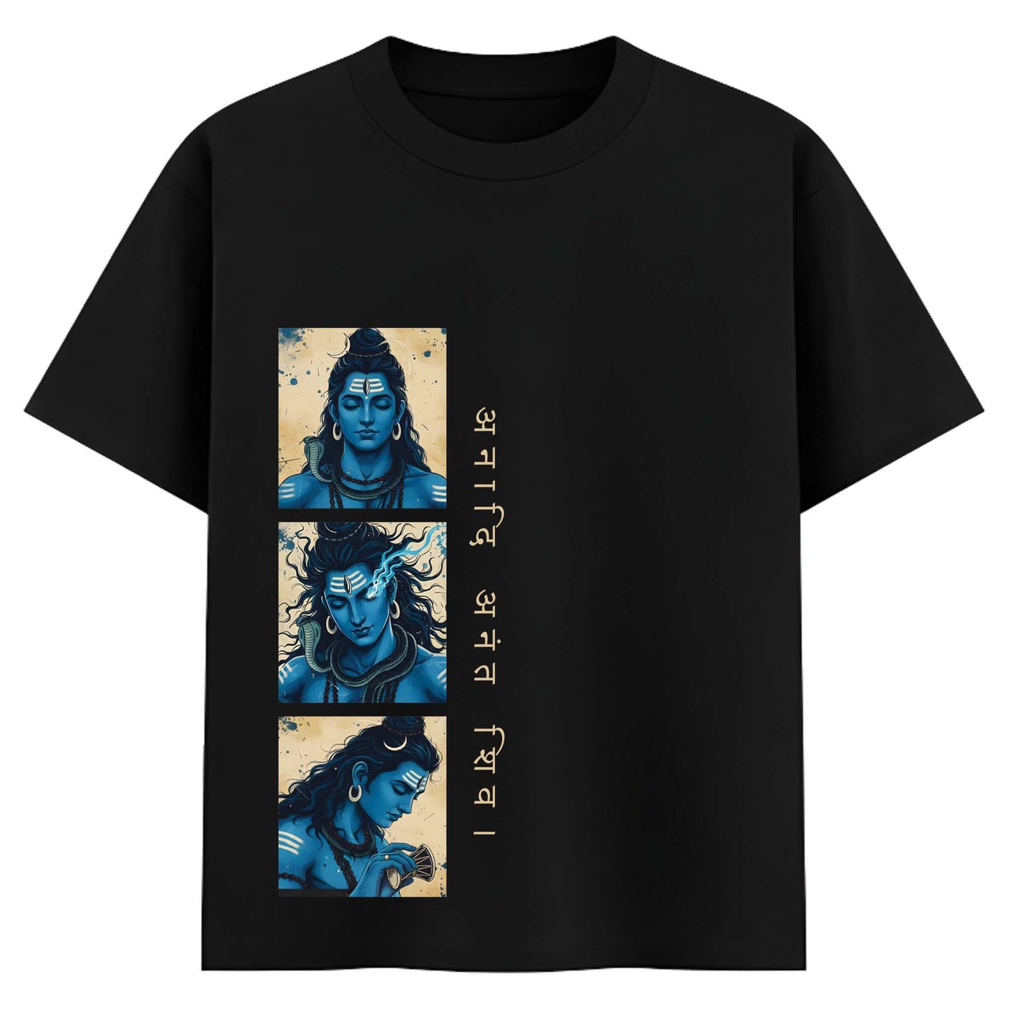 Men’s Lord Shiva Spiritual Oversized Black T-Shirt | Trishul & Mahadev Graphic Tee