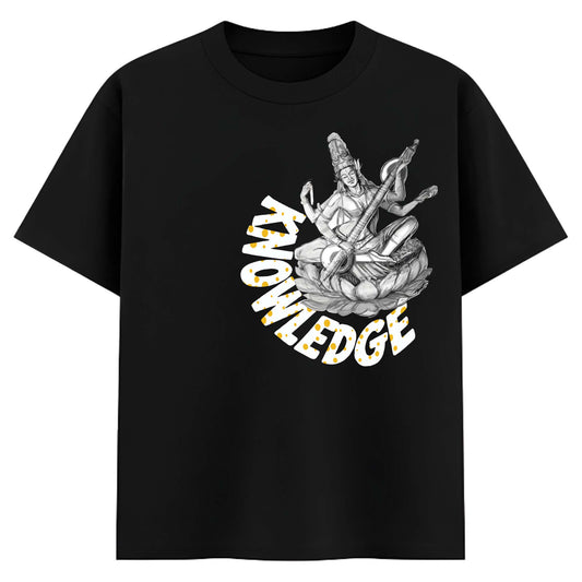 Knowledge Goddess Saraswati T-Shirt for Men – Black Spiritual Graphic Tee