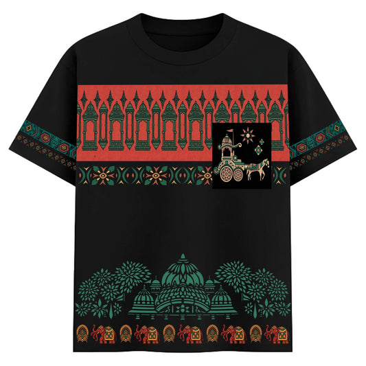 Men’s Royal Heritage Graphic T-Shirt – Premium Ethnic Back Print Black Tee