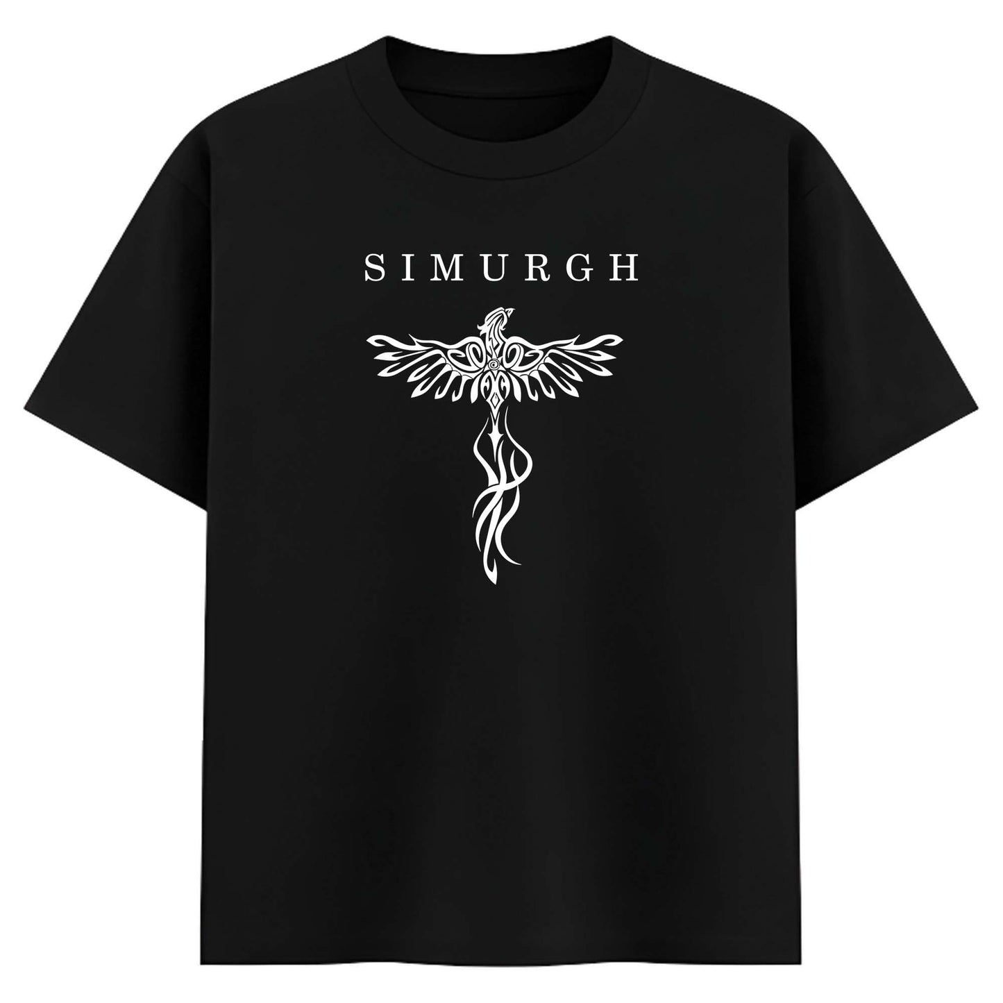 Women Black Oversized Graphic T-Shirt – Simurgh Phoenix ‘Hope Rises from Ashes’ Print | Premium Cotton Tee