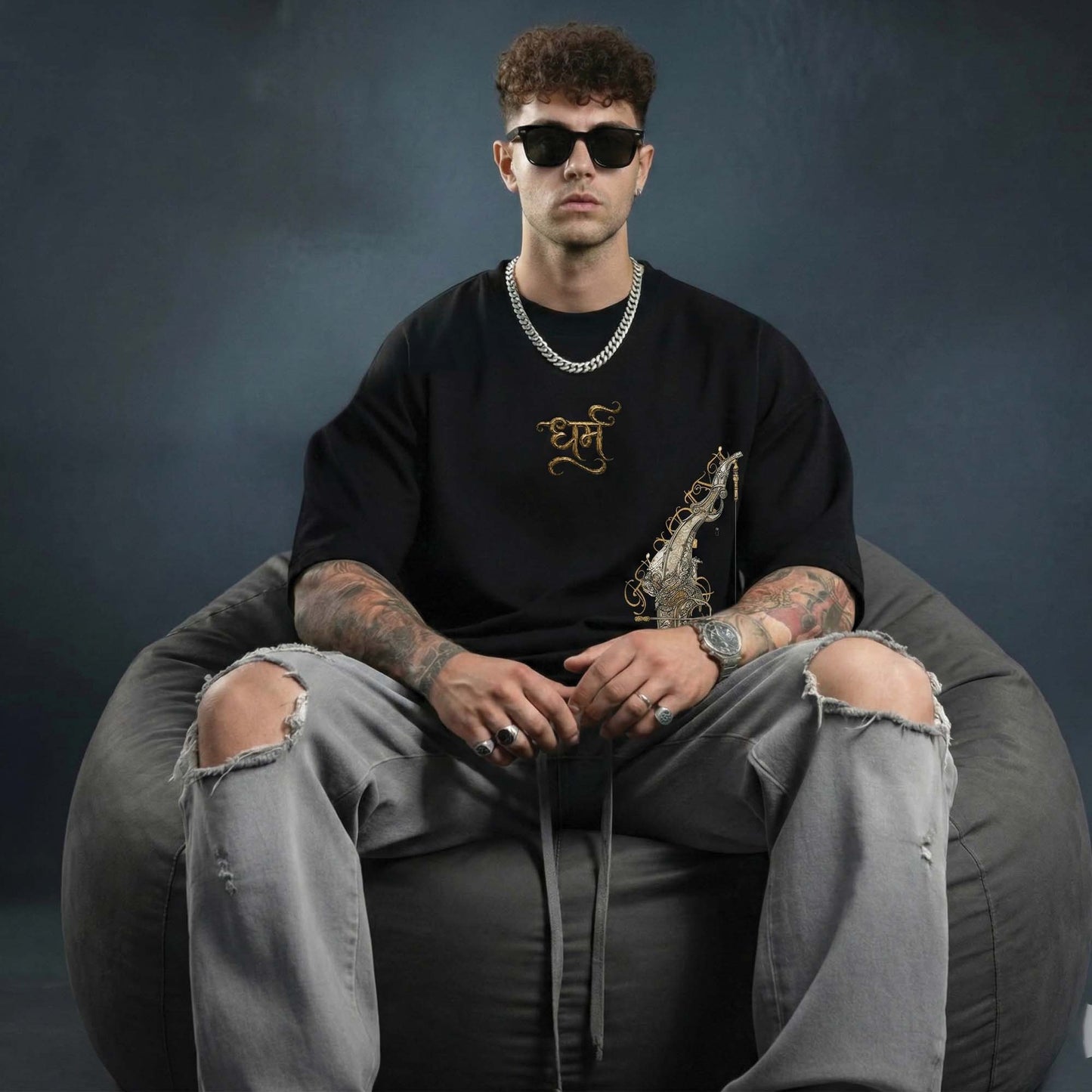 Dhanush – Warrior’s Resolve | Oversized Spiritual Streetwear T-Shirt