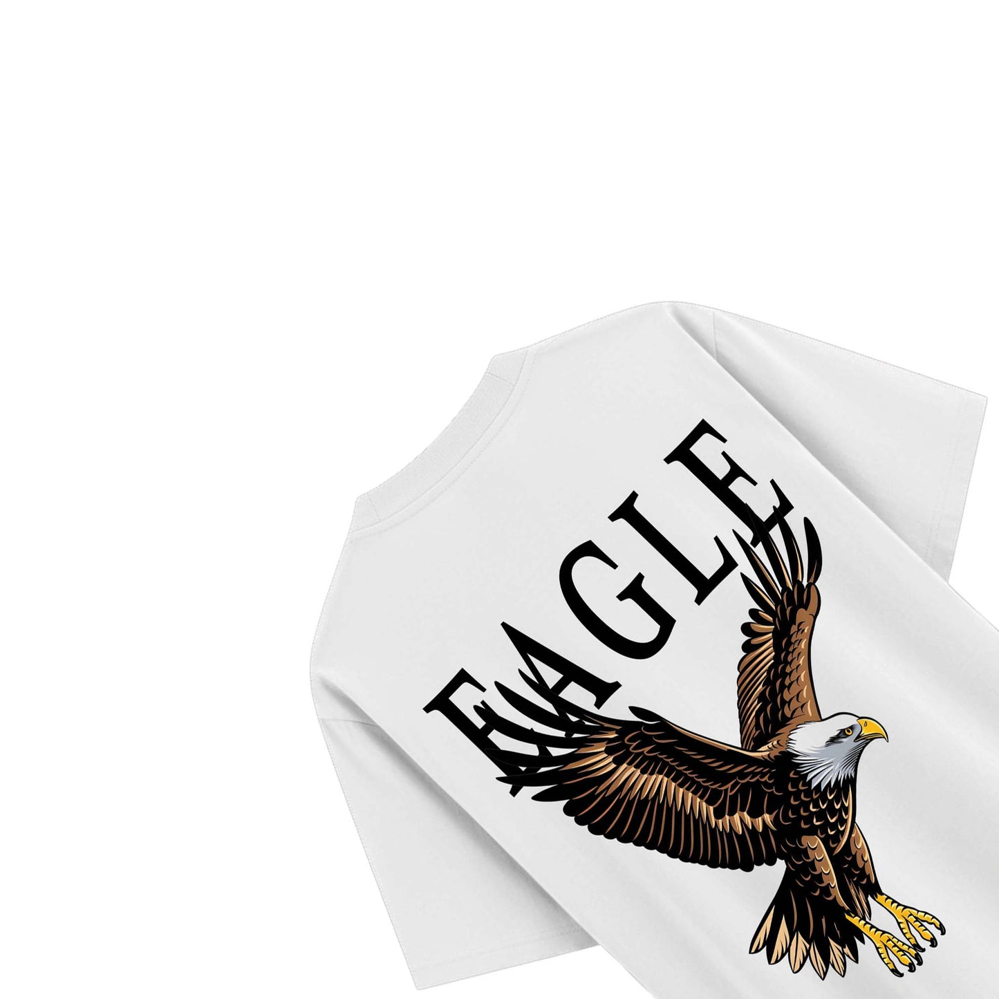Flying Eagle Printed Cotton Tee – White Oversized Eagle Graphic T-Shirt