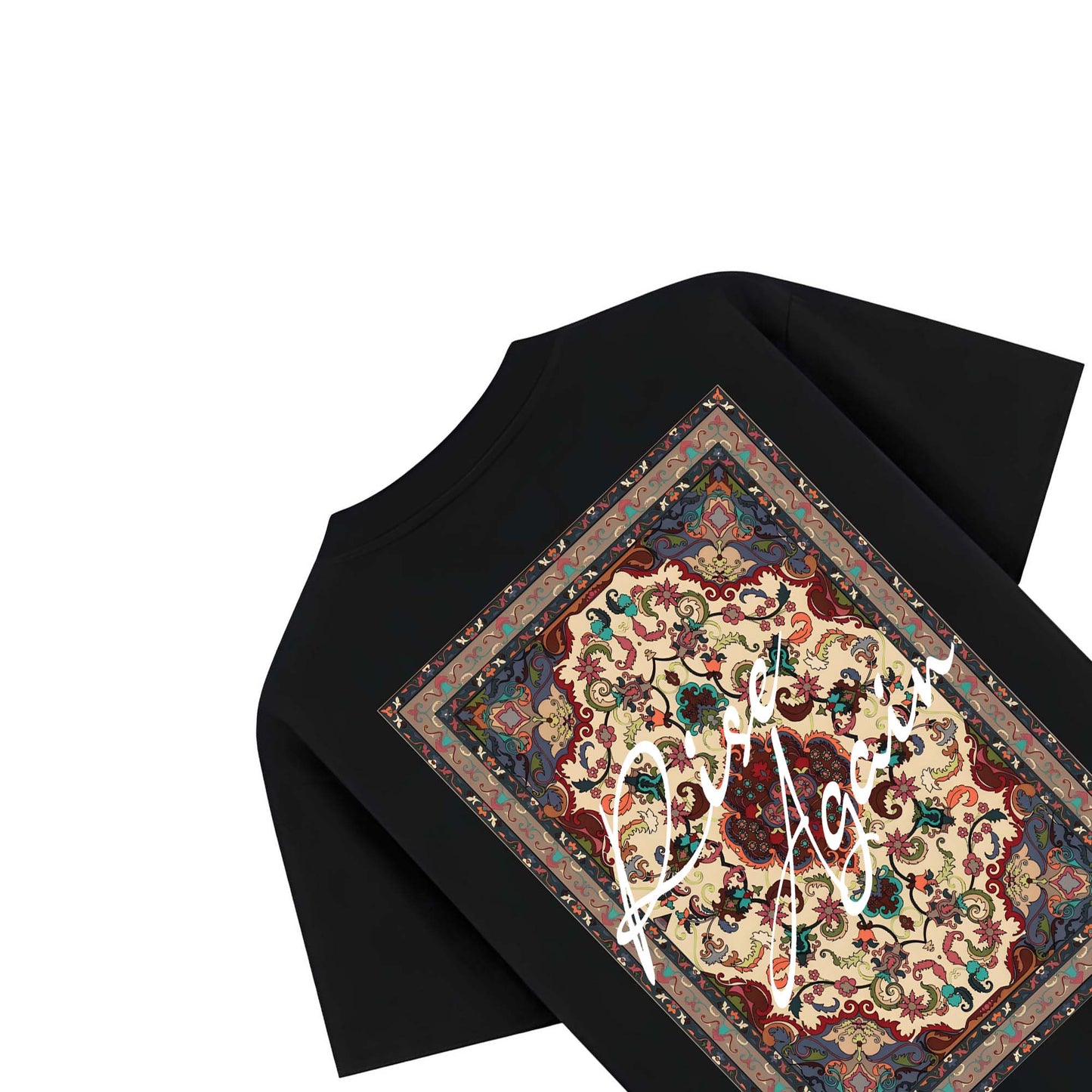 Rise Again Printed Cotton Tee for Men – Black Oversized Graphic T-Shirt
