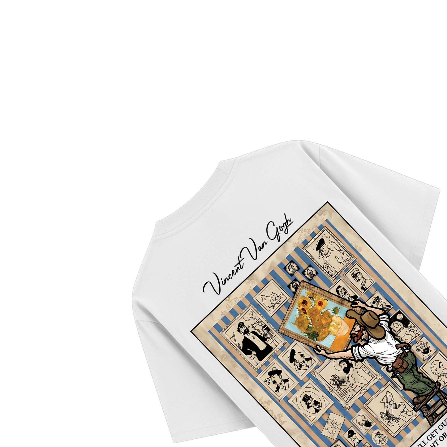 Vincent Van Gogh Art Printed Cotton Tee | White Oversized Graphic T-Shirt
