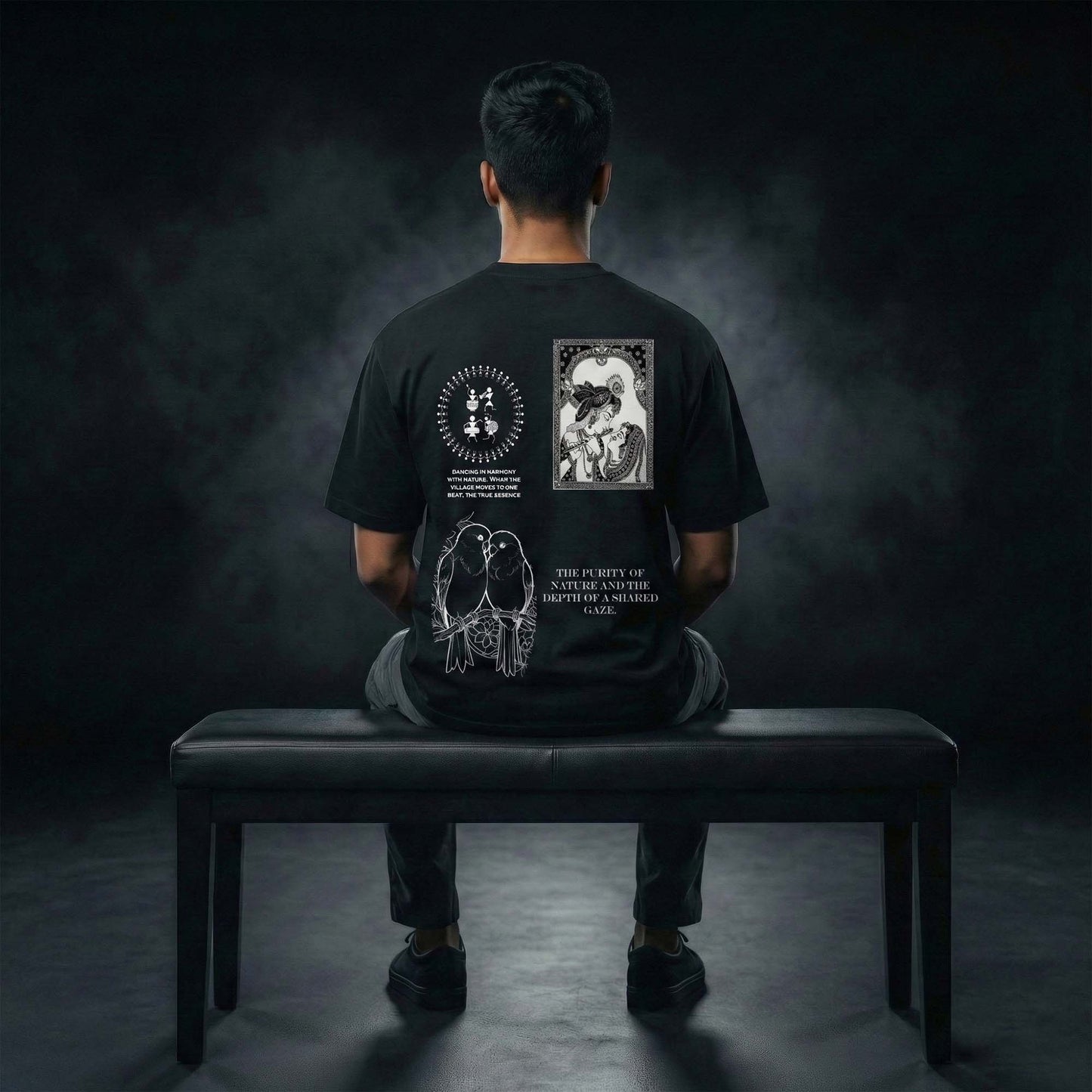 Wild Spirit Sacred Mandala Black Oversized Men’s T-Shirt