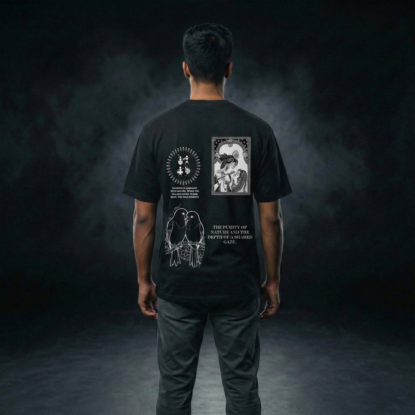 Wild Spirit Sacred Mandala Black Oversized Men’s T-Shirt