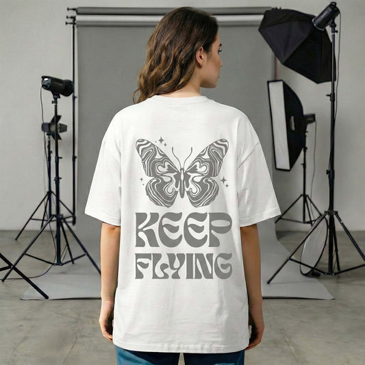 Keep Flying Oversized T-Shirt | Butterfly Aesthetic Streetwear Tee