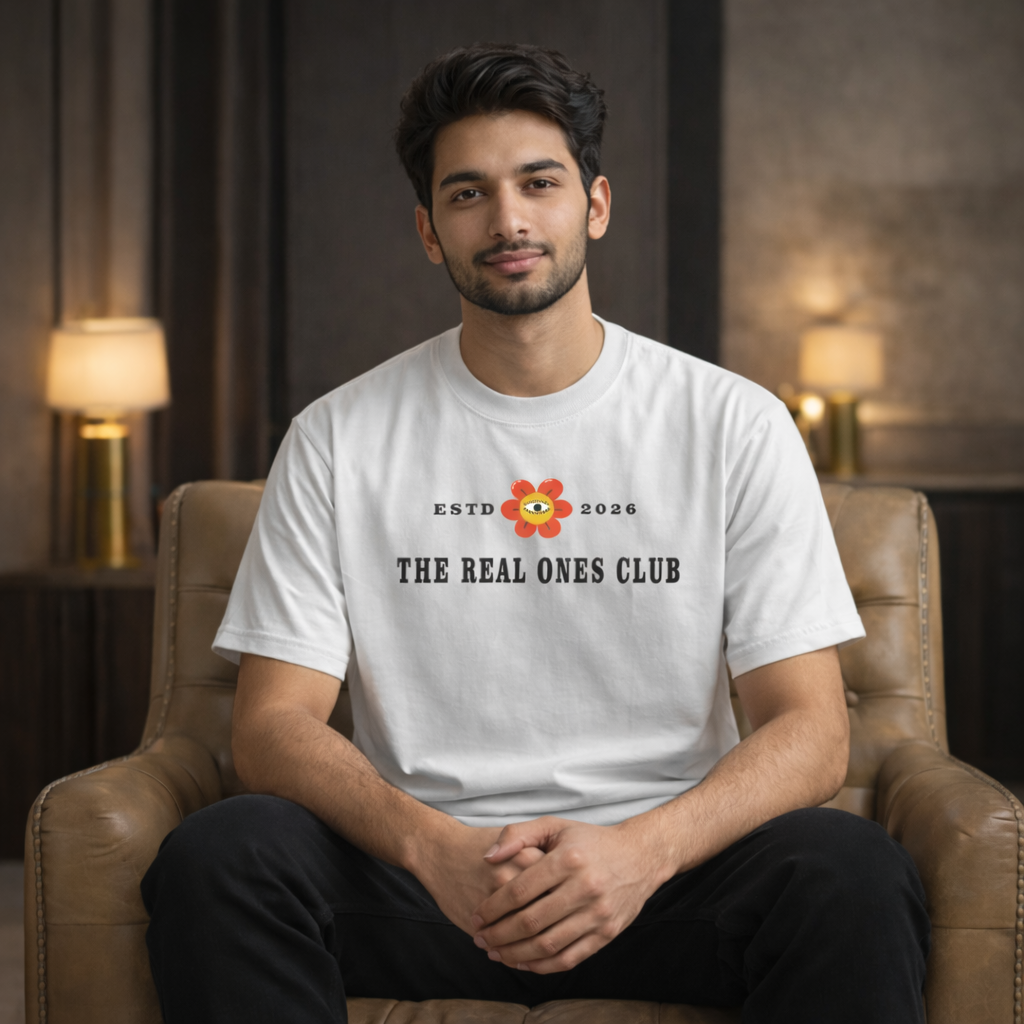 The Real Ones Club Graphic T-Shirt for Men | Premium Minimal Printed Cotton Tee | Aesthetic Streetwear Back Print