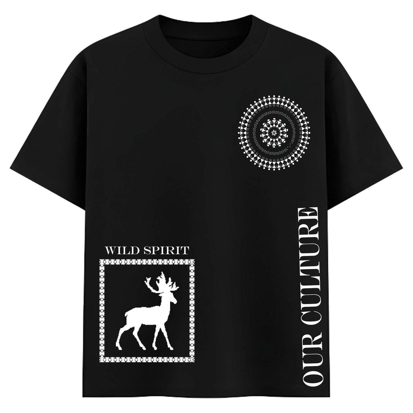 Wild Spirit Sacred Mandala Black Oversized Men’s T-Shirt