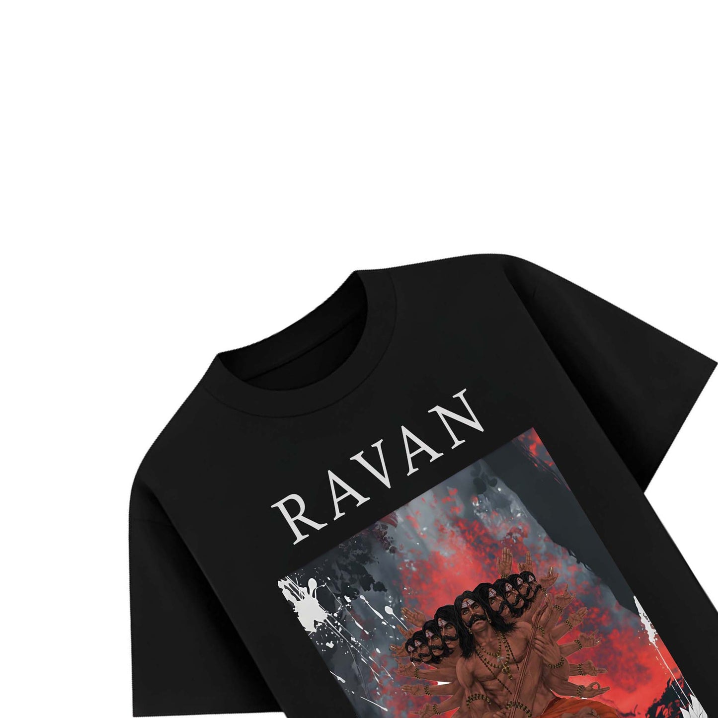 RAVAN Graphic T-Shirt for Men – Mythology Power Art Printed Tee (Black & White)