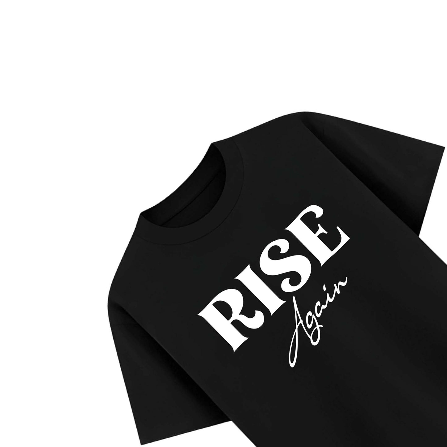 Rise Again Printed Cotton Tee for Men – Black Oversized Graphic T-Shirt