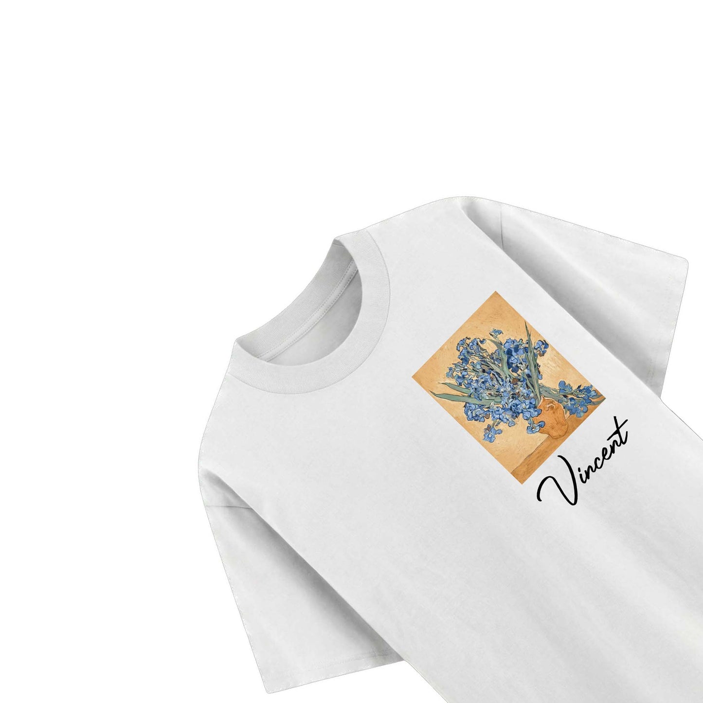 Vincent Van Gogh Art Printed Cotton Tee | White Oversized Graphic T-Shirt