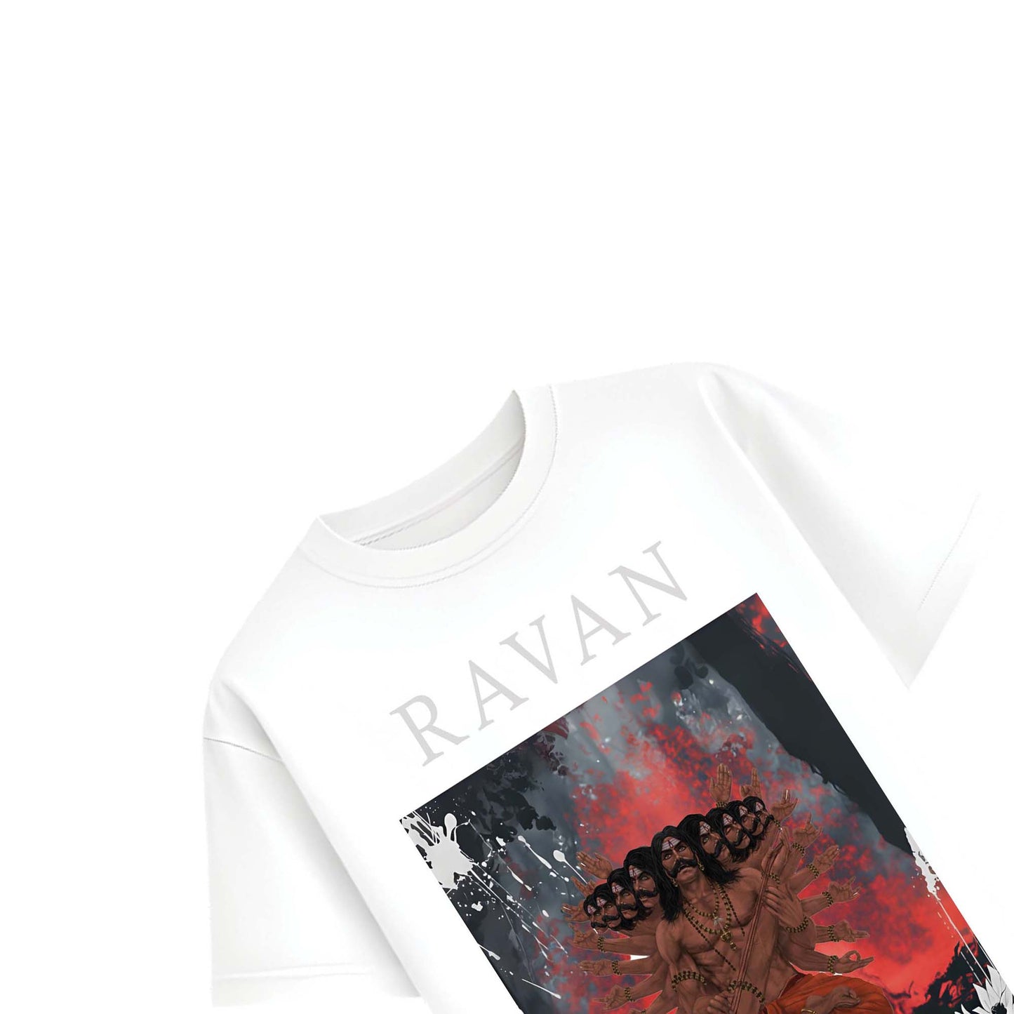 RAVAN Graphic T-Shirt for Men – Mythology Power Art Printed Tee (Black & White)