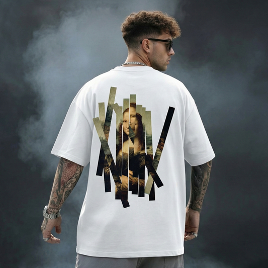 Mona Lisa Abstract Art Oversized T-Shirt | Artistic Streetwear Cotton Tee