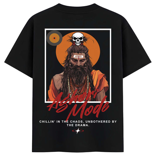 Ashram Mode Oversized T-Shirt – Spiritual Aesthetic Black Streetwear | Vastvik