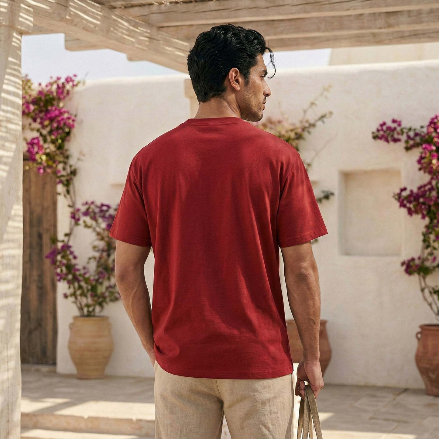 Men’s “Explore” Biker Graphic T-Shirt – Red Adventure Riding Tee