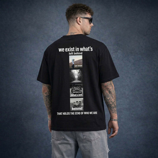 Exist Quote Printed Cotton Tee for Men – Black Oversized Graphic T-Shirt