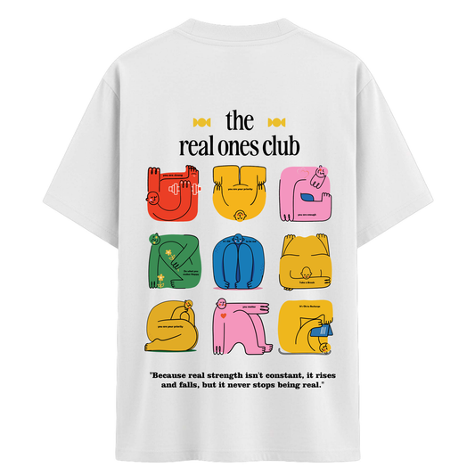 The Real Ones Club Graphic T-Shirt for Men | Premium Minimal Printed Cotton Tee | Aesthetic Streetwear Back Print