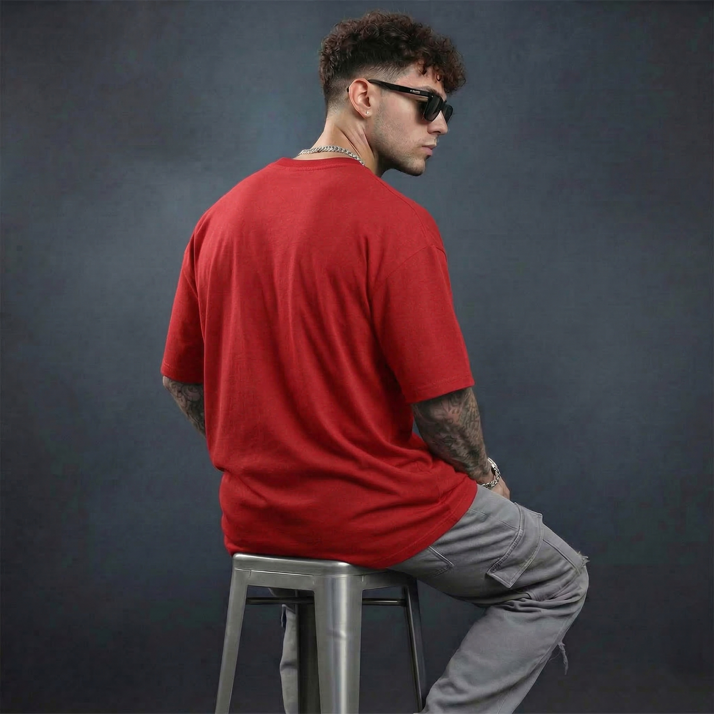 Los Angeles Graphic Oversized T-Shirt for Men | Abstract Face Art Print Cotton Streetwear Tee