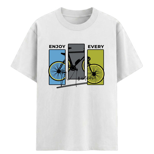Men’s “Enjoy Every Moment” Graphic T-Shirt – Casual Bicycle Print Tee