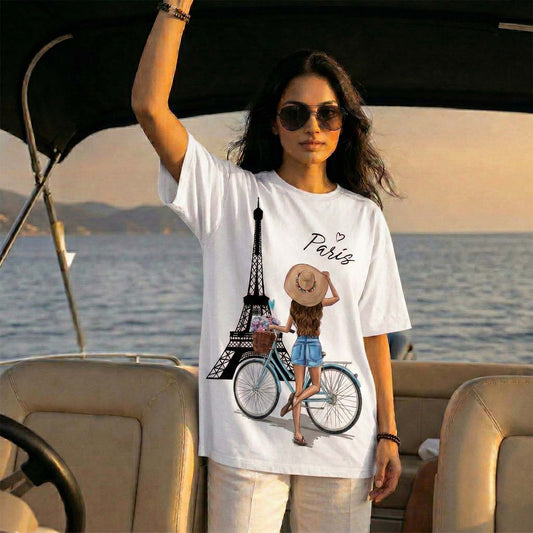 Paris Love Women’s T-Shirt – Eiffel Tower Travel Graphic Tee