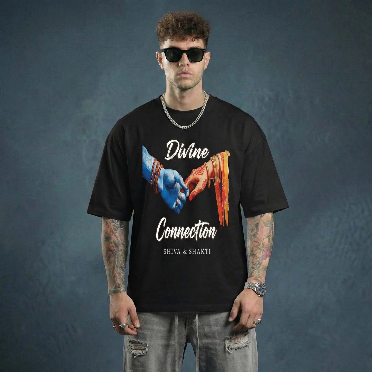 Divine Connection Shiva & Shakti T-Shirt for Men – Spiritual Black Graphic Tee