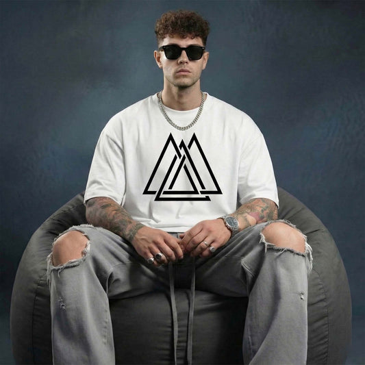 Minimal Triangle Logo Oversized T-Shirt | Modern Streetwear Tee