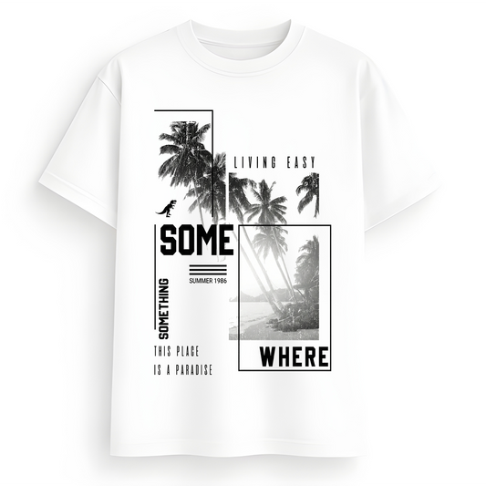 “Living Easy” Oversized T-Shirt | Tropical Streetwear Graphic Tee
