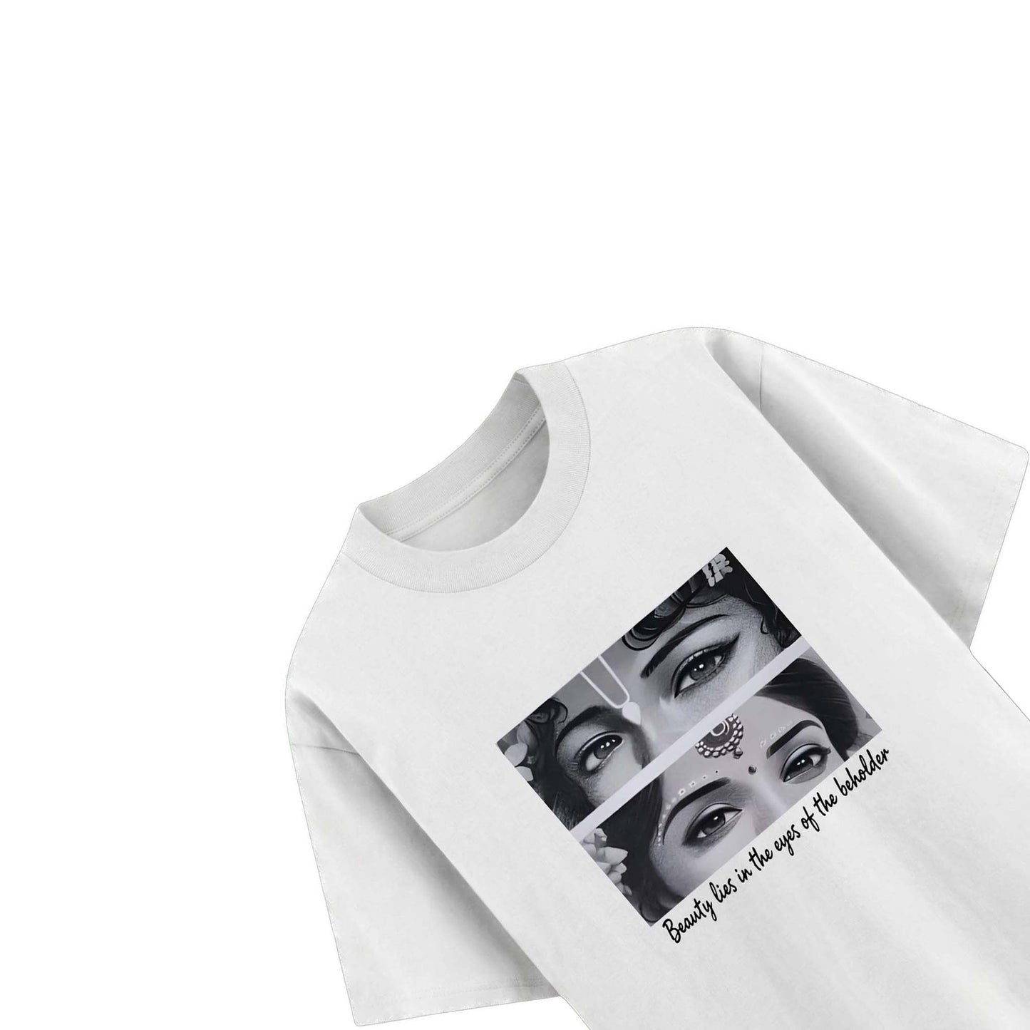 Beauty Lies Graphic T-Shirt for Men – Artistic Eyes Printed Tee (White)