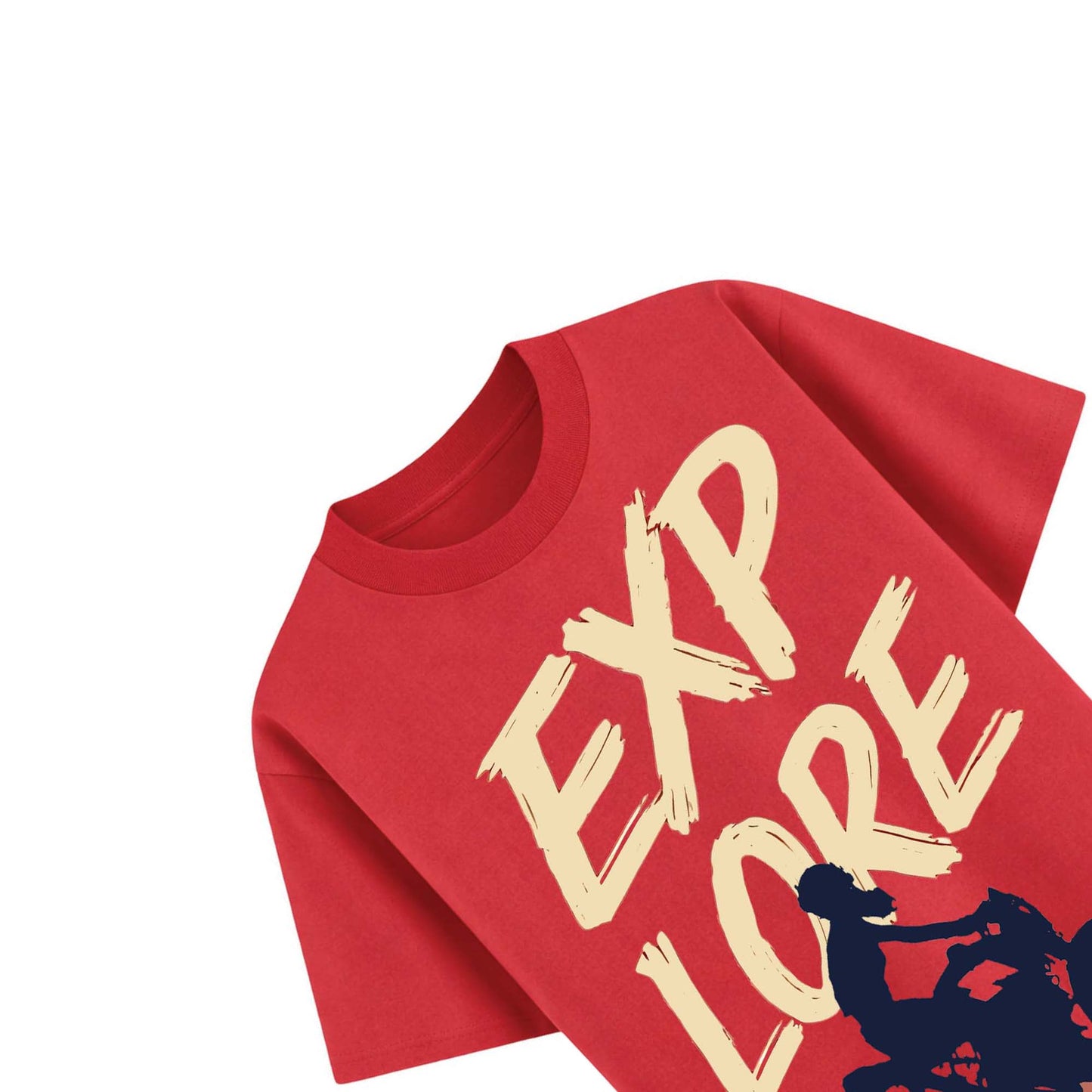 Men’s “Explore” Biker Graphic T-Shirt – Red Adventure Riding Tee