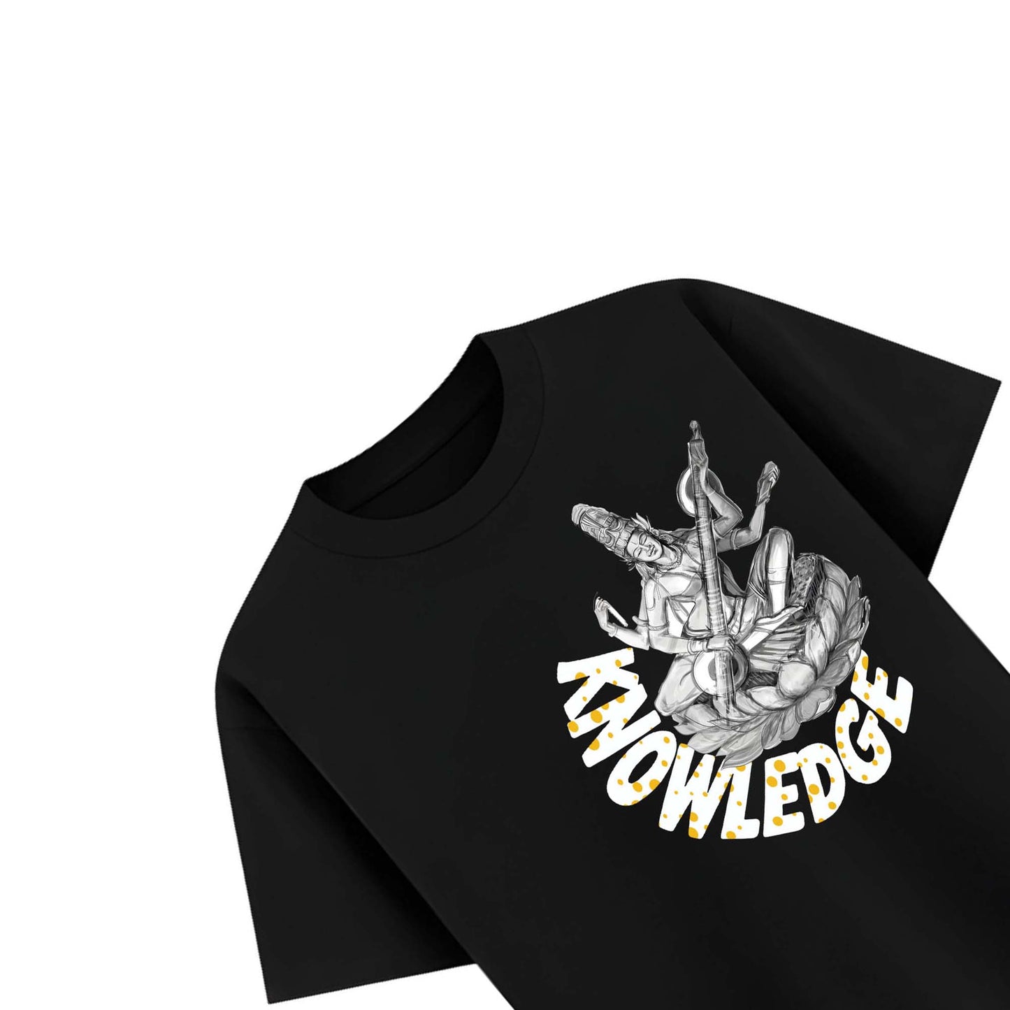 Knowledge Goddess Saraswati T-Shirt for Men – Black Spiritual Graphic Tee