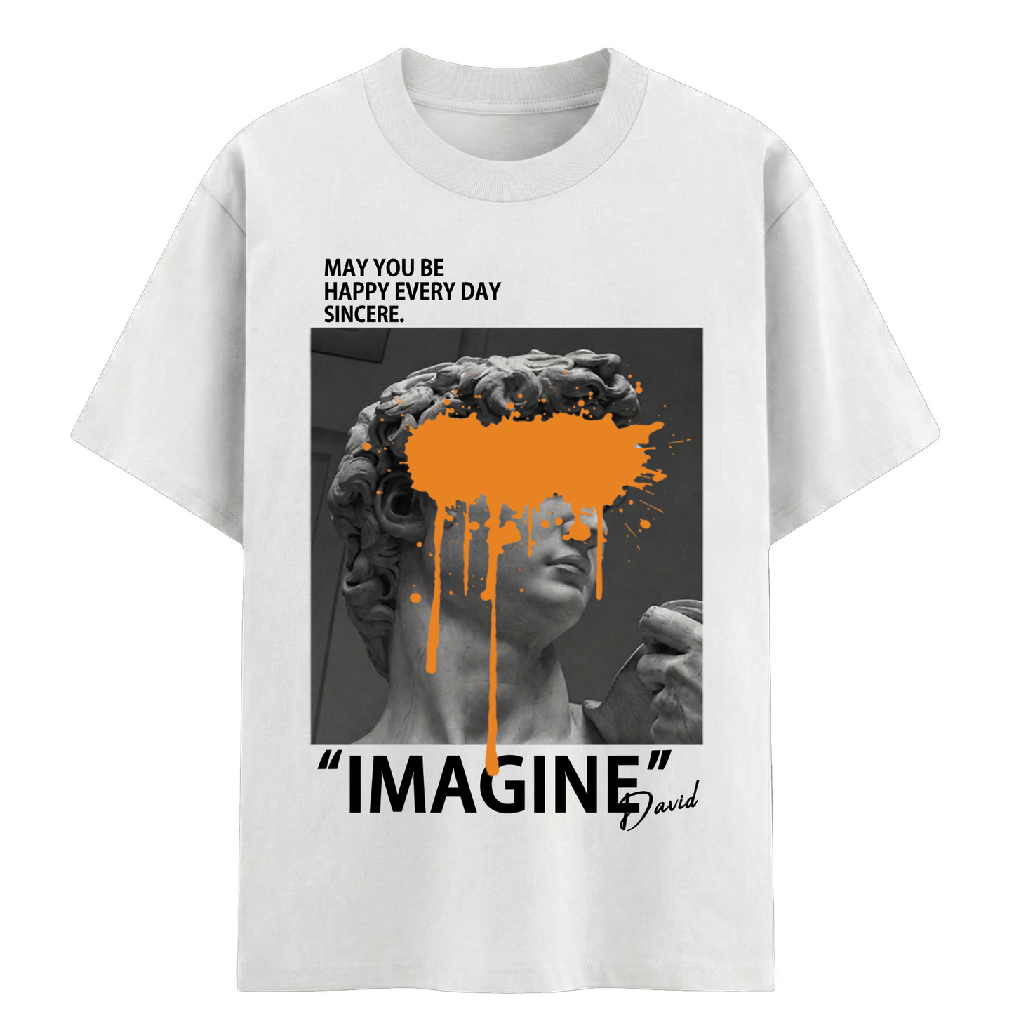 Imagine David Statue Printed Cotton Tee –White Oversized Graphic T-Shirt