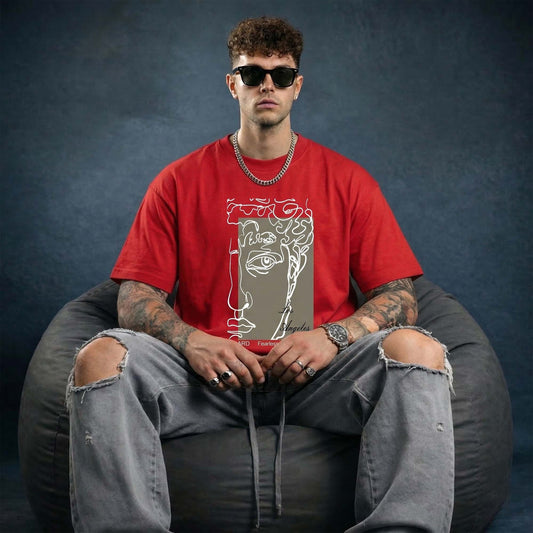 Los Angeles Graphic Oversized T-Shirt for Men | Abstract Face Art Print Cotton Streetwear Tee