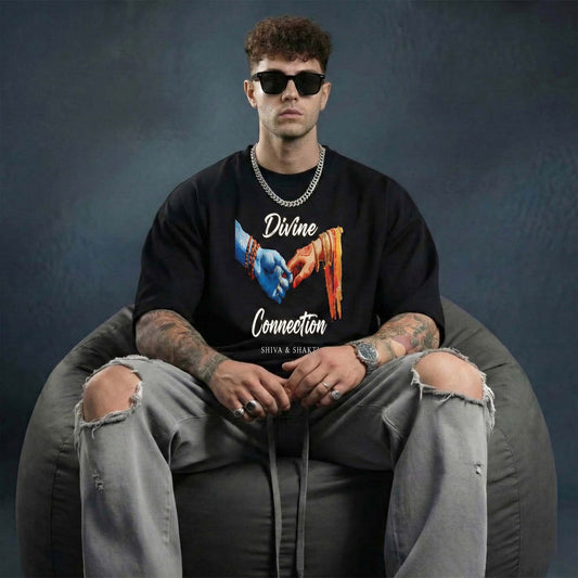 Divine Connection Shiva & Shakti T-Shirt for Men – Spiritual Black Graphic Tee