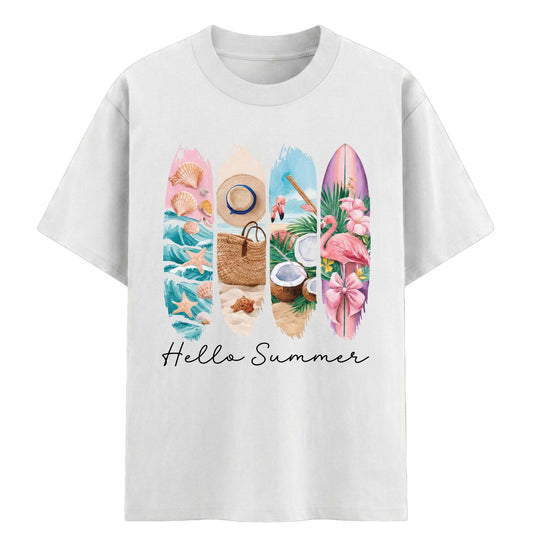 Hello Summer Women’s T-Shirt – Beach & Tropical Vacation Graphic Tee