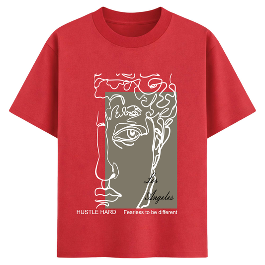 Los Angeles Graphic Oversized T-Shirt for Men | Abstract Face Art Print Cotton Streetwear Tee