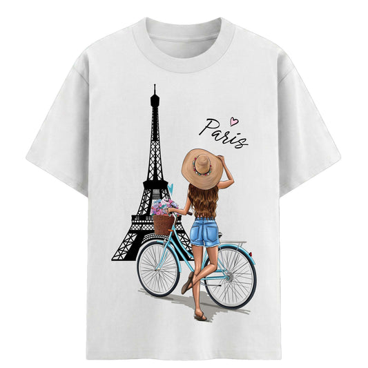 Paris Love Women’s T-Shirt – Eiffel Tower Travel Graphic Tee