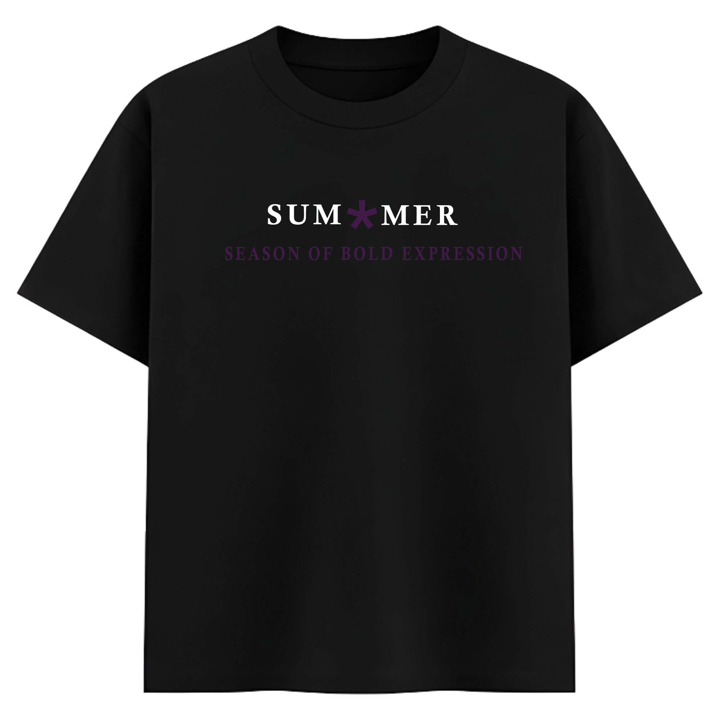Summer Season Graphic T-Shirt for Men | Purple Floral Back Print Streetwear Tee | Premium Black Cotton T-Shirt