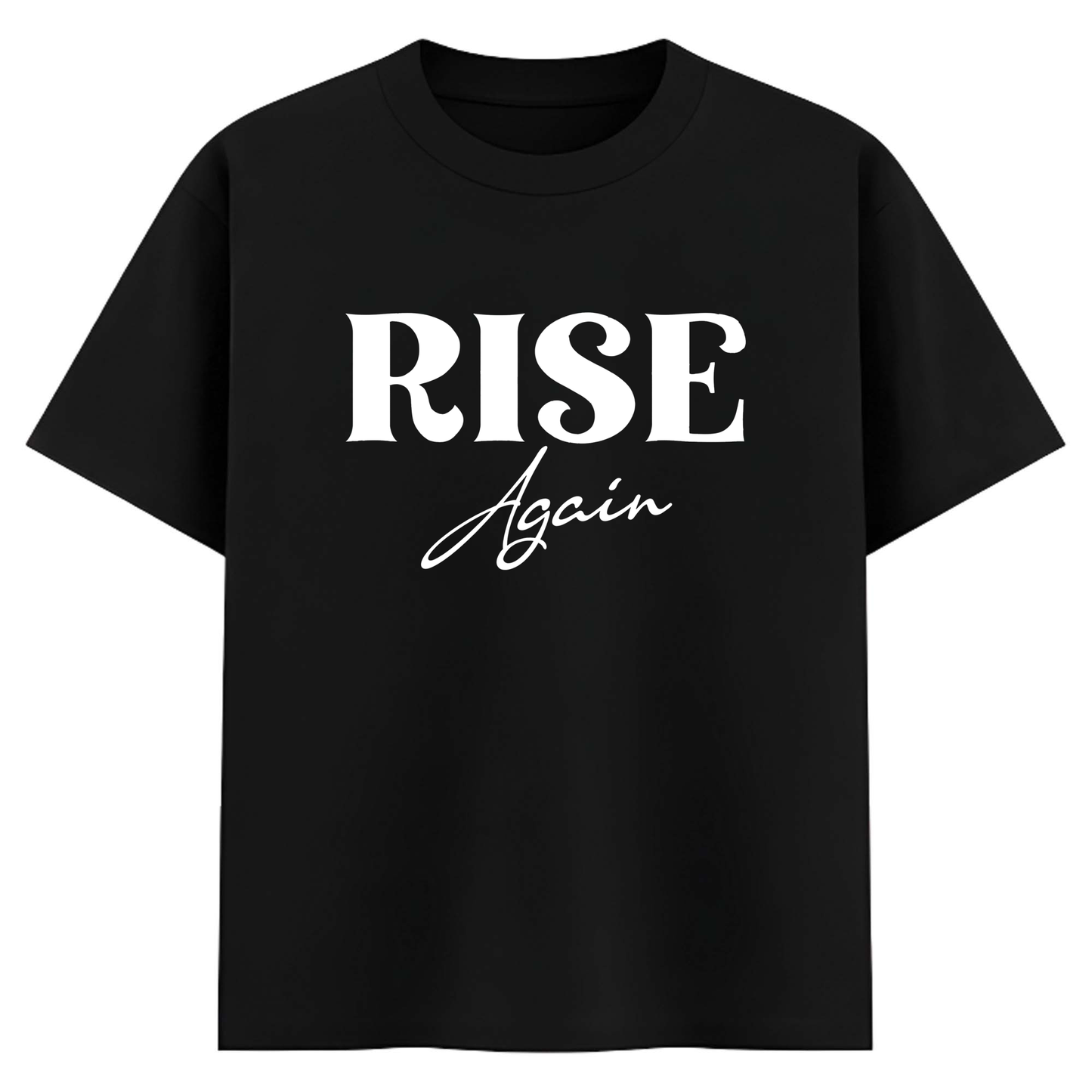 Rise Again Printed Cotton Tee for Men – Black Oversized Graphic T-Shirt