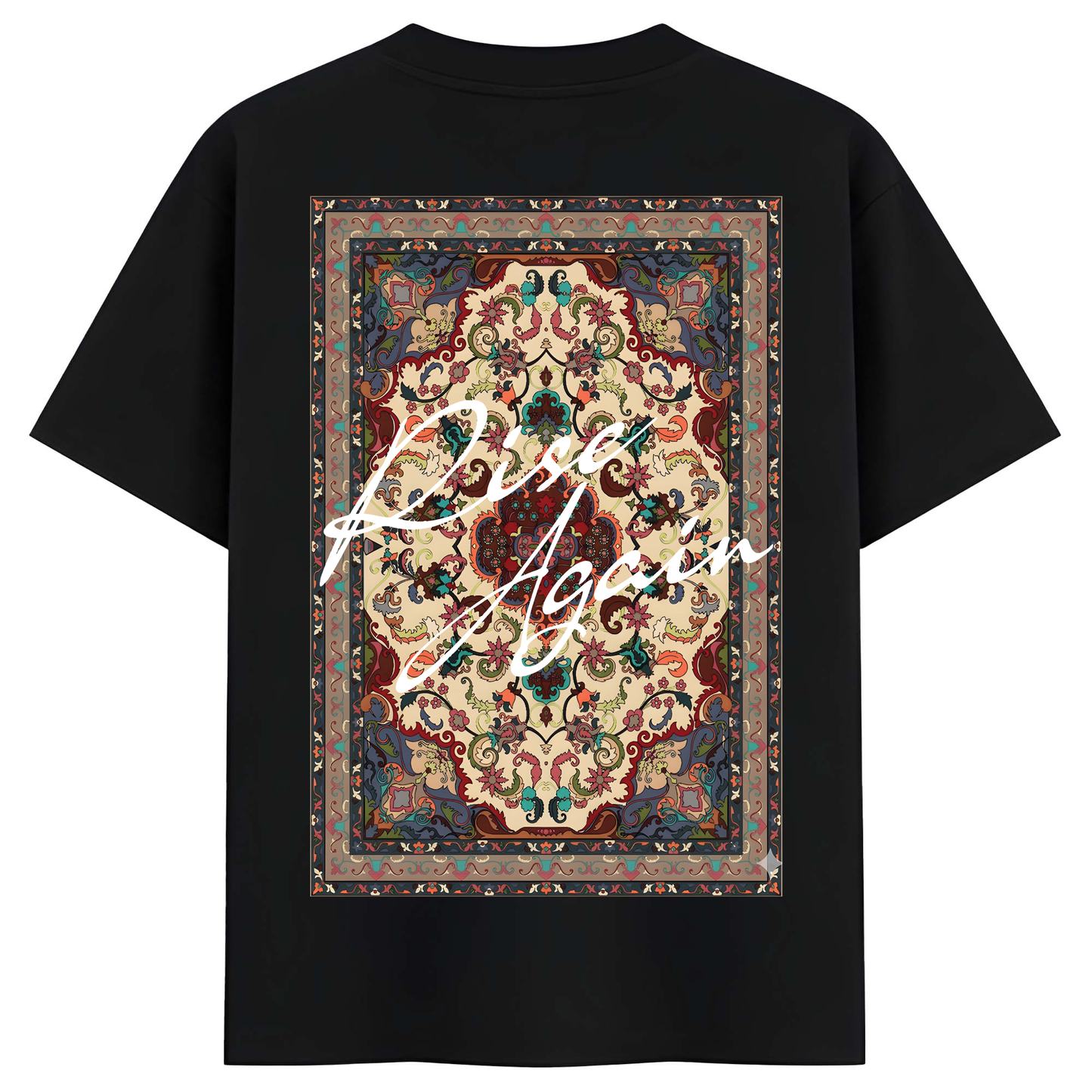 Rise Again Printed Cotton Tee for Men – Black Oversized Graphic T-Shirt